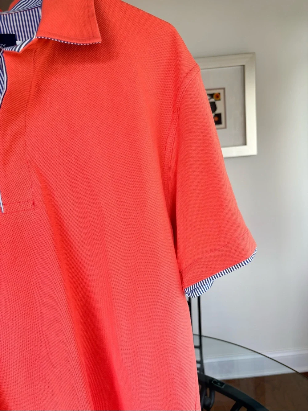 Finery Amalfi Coast Made in Italy Mens Polo Shirt Salmon Large Luxury Resort - Picture 5 of 8